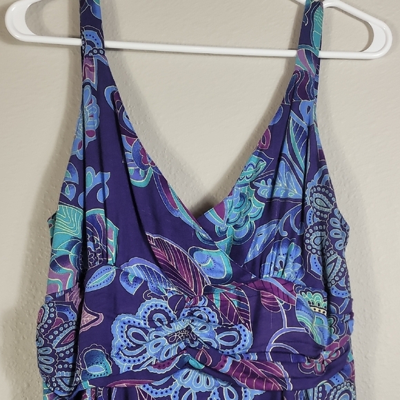 Vintage Y2K Margarita Flowy Floral Dress Size M Blue Purple Boho Fairy Asymm - Picture 2 of 10